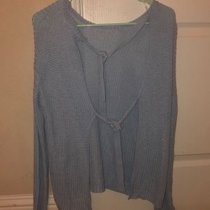 Baby blue open back sweater